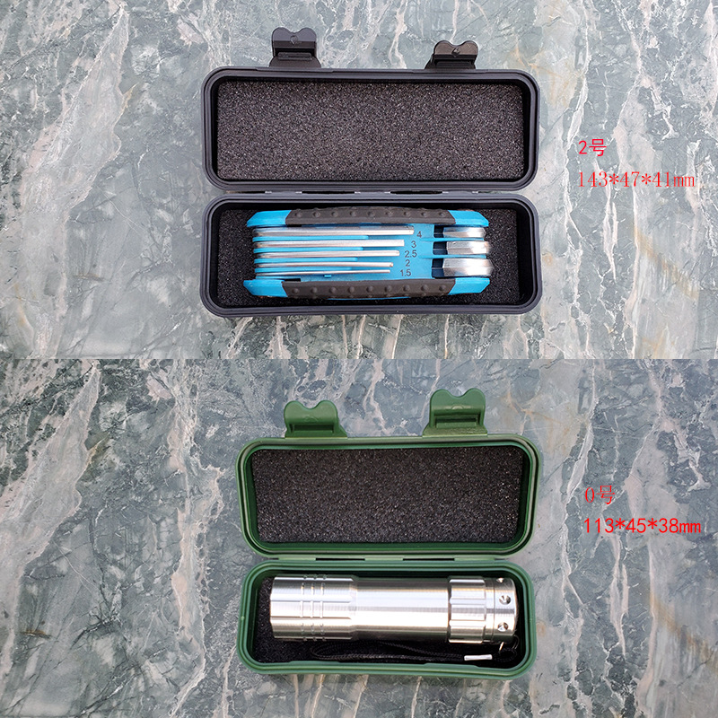 Caja de plástico brillante de Romén Caja de herramientas PP Caja de reparación de herramientas de empaque de almacenamiento de linterna Caja de regalo negro verde