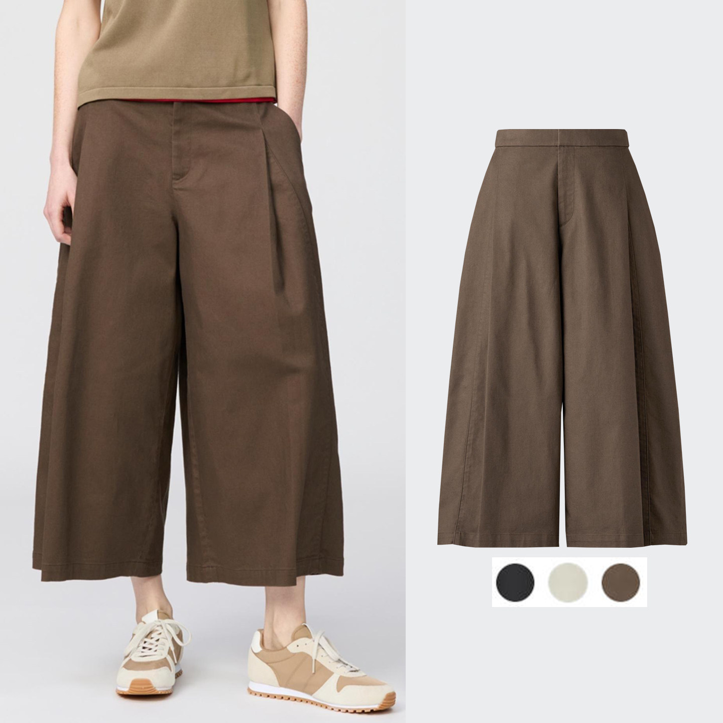 Collaboration Style/Unisex Cotton Relaxed Wide-Leg Pants, Cropped, Loose Fit, Slimming, Versatile Casual Pants 483042