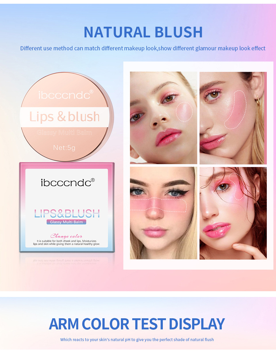 ibcccndc Thermochromic Blush Transparent Color-changing Gel High-Gloss Blush Cream Natural Nude Blush Blush undefined