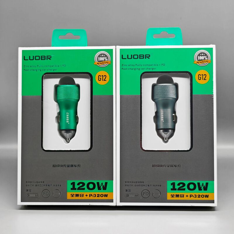 USB Fast Charging + 20W Pd Fast Charging Metal Car Charger Suitable for Huawei Apple Oppo Meter Charger