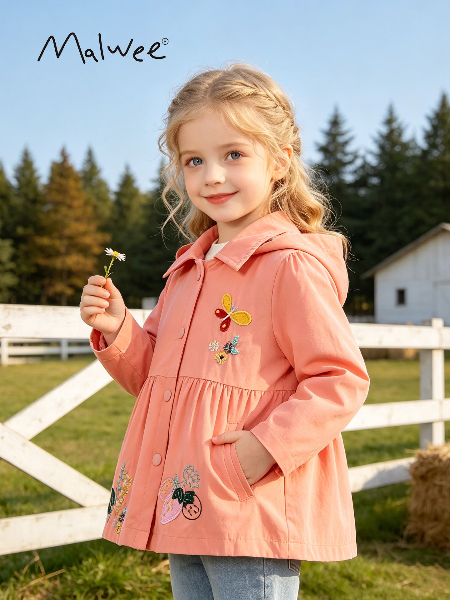 En stock malwee abrigo para niños otoño e invierno nuevos niños europeos y americanos con capucha casual de manga larga cardigan ropa de niña