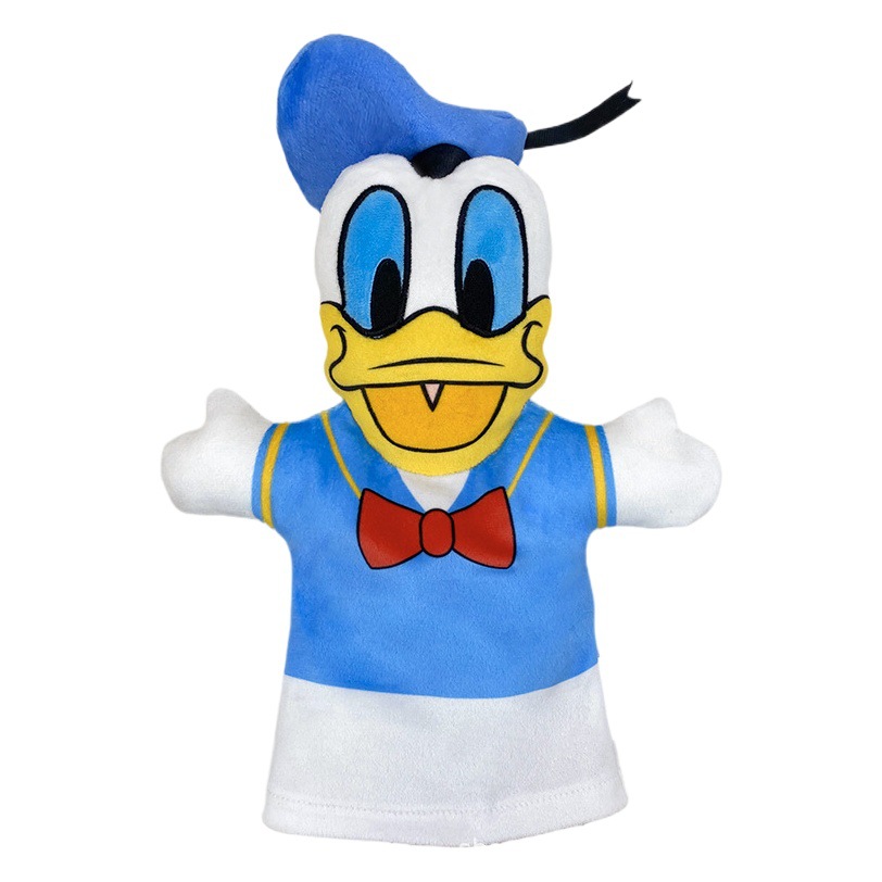 En stock muñeca de dibujos animados genuino Disney marca marioneta de mano interacción padre-hijo Mickey Mouse niños educación temprana juguete de peluche