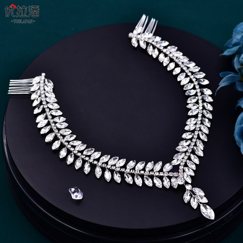 Youlapan cross-border fashion bridal rhinestone hair comb wedding dress hair accessories handmade forehead jewelry accessories HP529