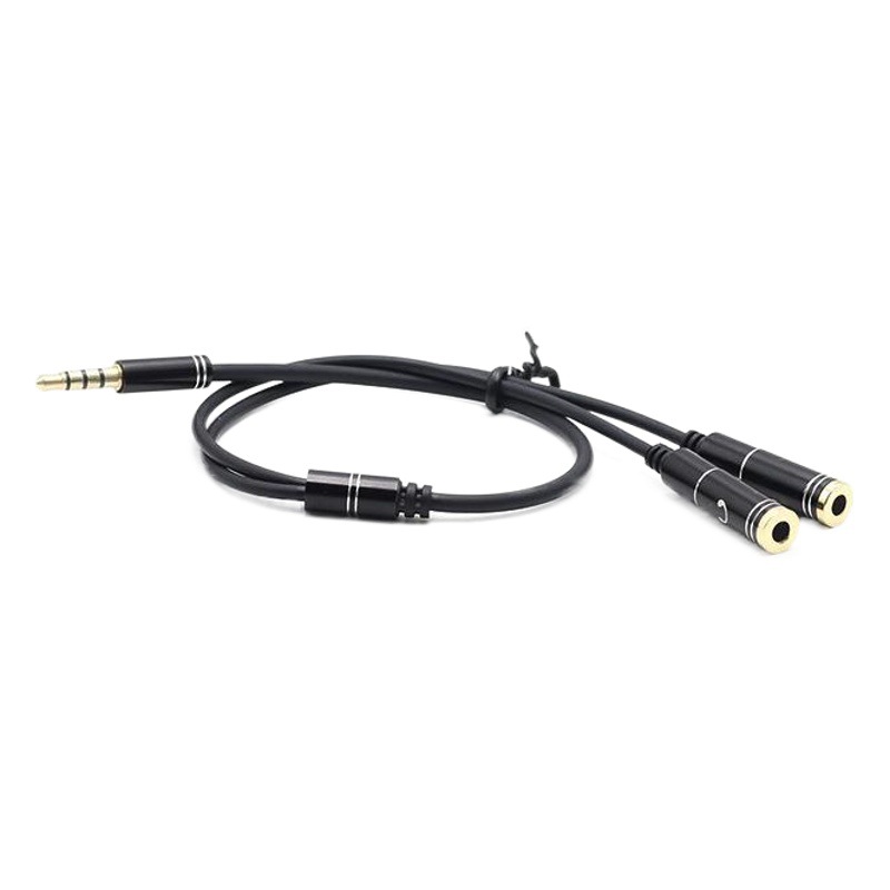 3,5mm audio split cable de conversión de micrófono de metal un minuto dos con micrófono transmisión en vivo teléfono móvil karaoke auriculares cable adaptador de micrófono