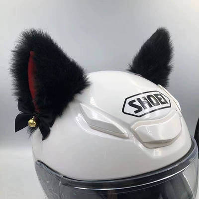 Helmet Decoration for Female Riders, Plush Cartoon Ears, Motorcycle, Electric Scooter Helmet, Full Helmet with Detachable Design