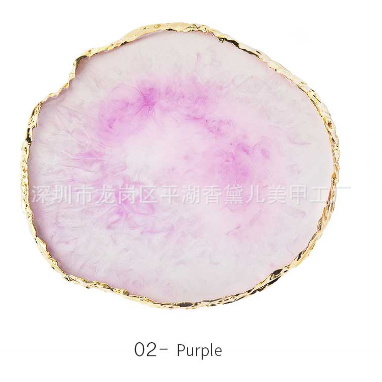 Arte de uñas paleta de cristal japonés ágata paleta de borde dorado cristal marbling pintado paleta de colores herramienta