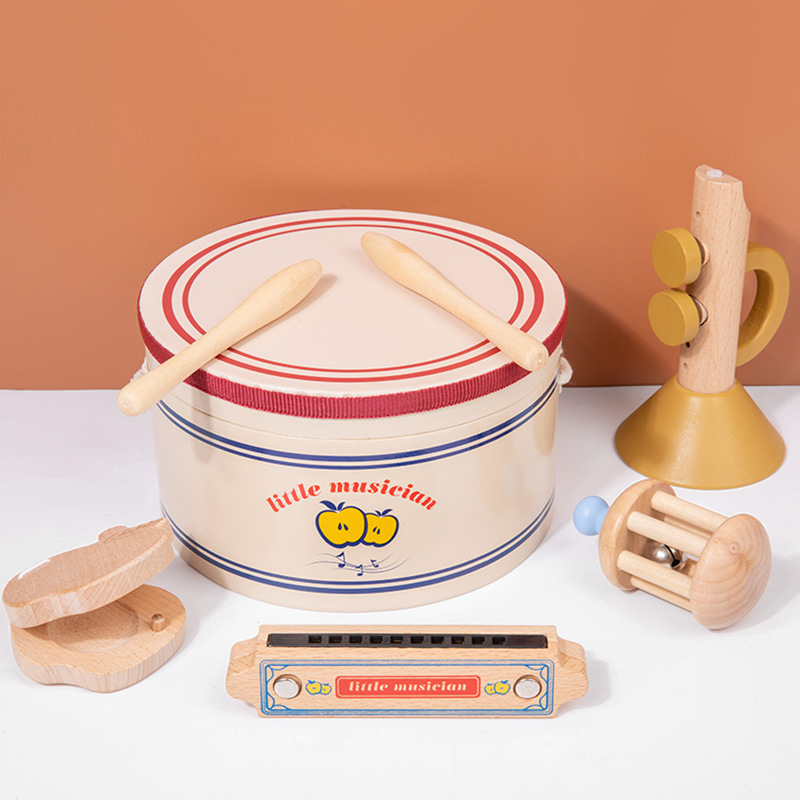 Simulación de madera pequeño músico caja de madera Orf percusión educación temprana música iluminación juguete puzzle