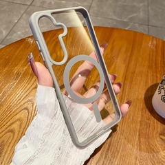 适用三星S25Edge手机壳A55透明磨砂S24ultra磁吸magsafe保护套s23