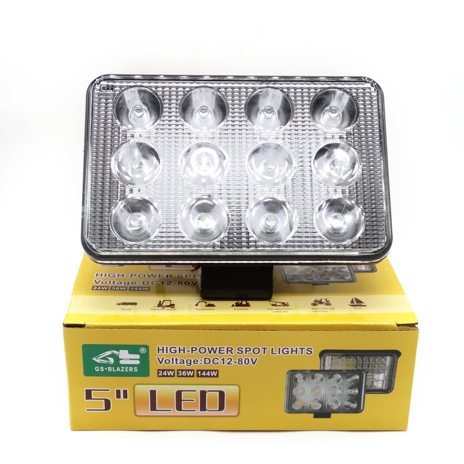 LED 12 cuentas lámpara de trabajo cuadrada (luz blanca) 12v - 80v accesorios de maquinaria de construcción