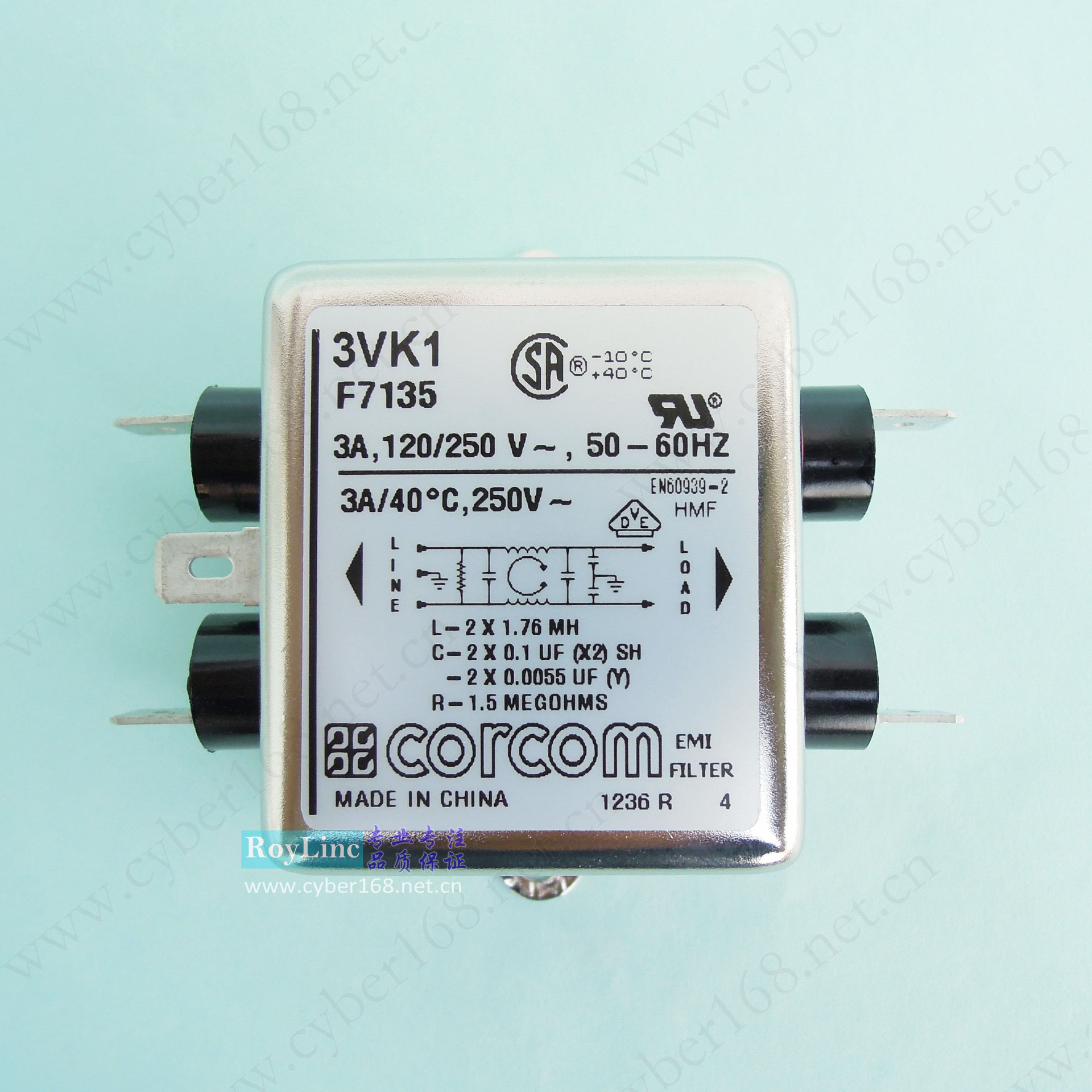 3VK1 K 系列 F7254 6609044-1 Corcom IEC EMI VDE 抗干扰滤波器