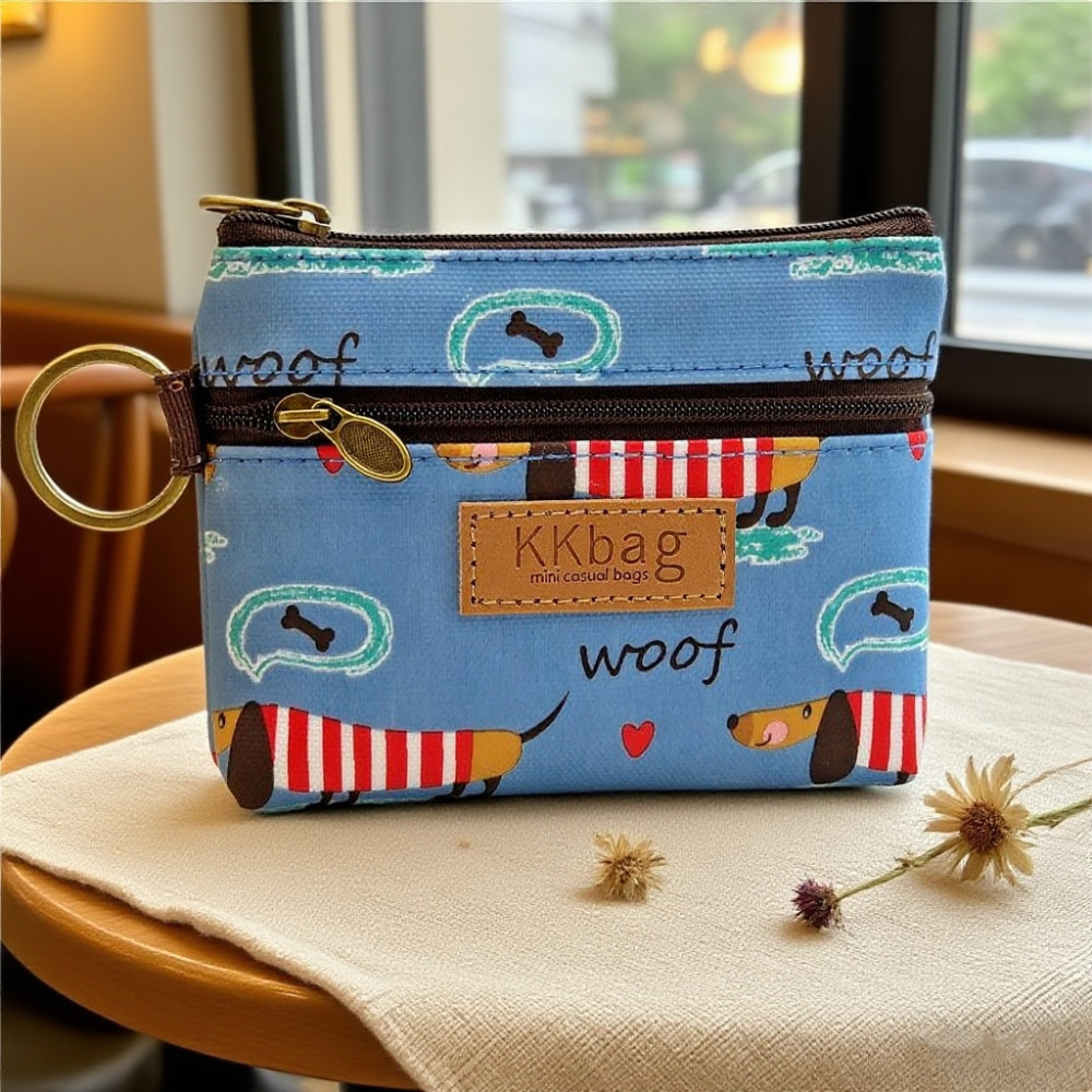 Coin Purse Striped Dog-Sky Blue
