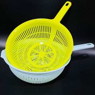 C400 Thickeneded Drain Basket with Handle, Vegetable Washing Basket, Plastic Vegetable Washing Basket, Kitchen Handle Drain Basket, Long Handle Filter Sieve