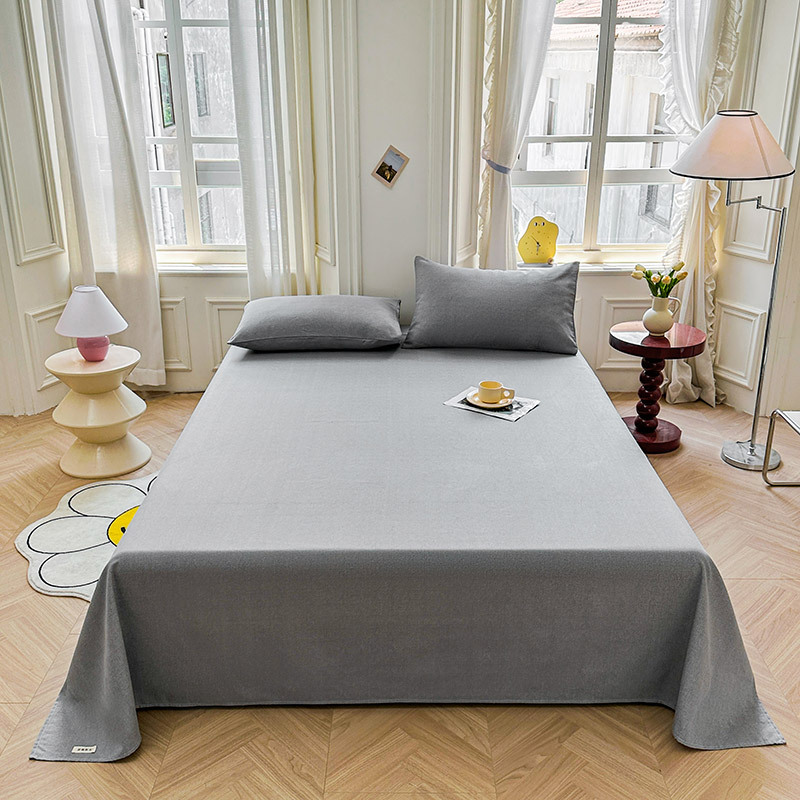 Sábana de algodón de estilo grueso y sin impresión, dormitorio de estudiantes, juego de dos piezas, funda de almohada de sábanas de tela gruesa vieja de algodón de algodón puro, juego de tres piezas