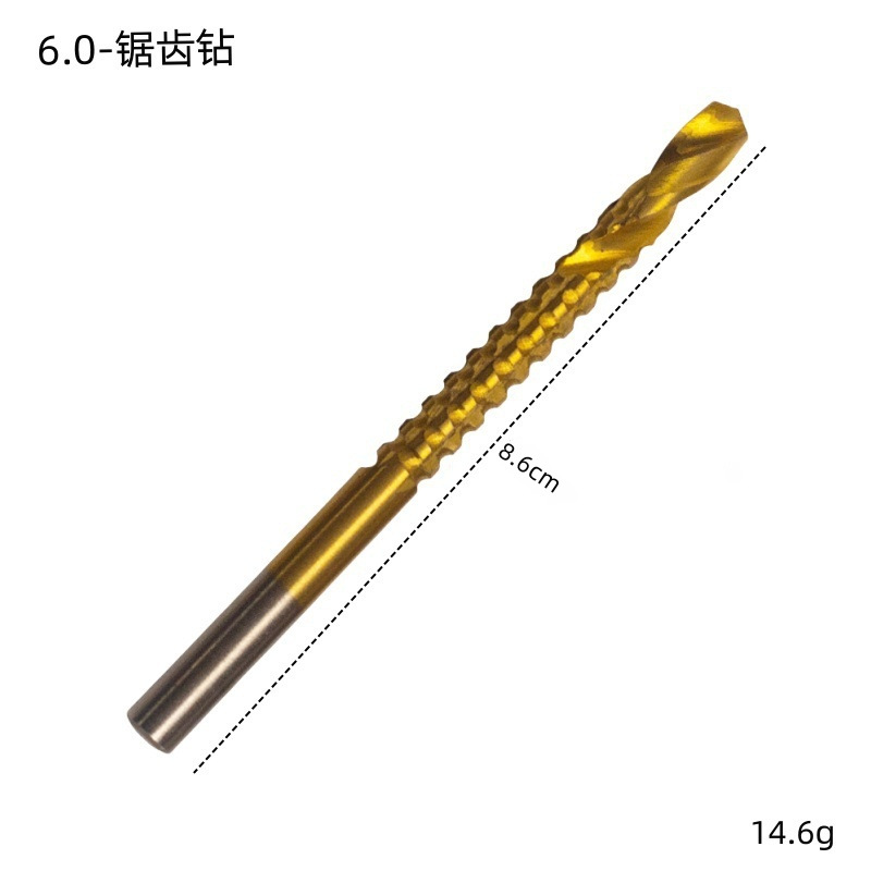Taladro helicoidal dentado mango redondo de acero de alta velocidad 6 piezas para trabajar la madera taladro ranurado taladro de torsión dentado mango recto taladro dentado