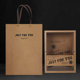 跨境工厂加厚牛皮纸柳钉手提袋可装围巾帽子手套三件套直供