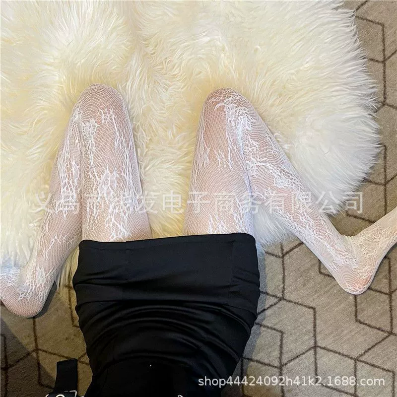 Белые осенние тонкие sexy колготки, стиль Лолита
