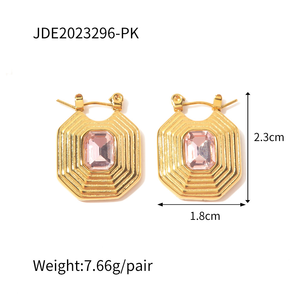 Fashion Square Stainless Steel Plating Zircon Drop Earrings 1 Pair display picture 4