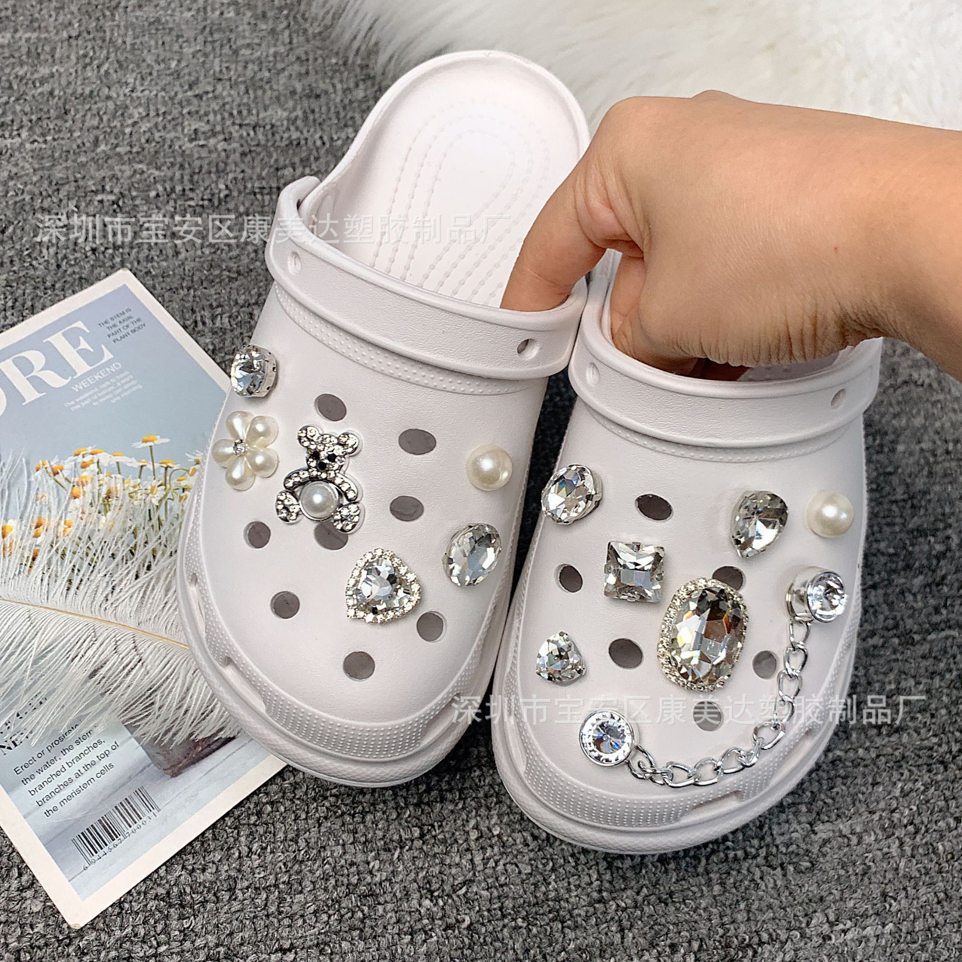 K146-big 모조 다이아몬드 실버 곰 세트 (신발 없음)