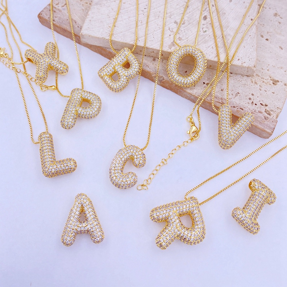 1 Piece 23.69*19.18mm Copper Zircon 18K Gold Plated Letter Polished Pendant display picture 1