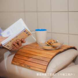 竹制沙发托盘懒人扶手托桌面防滑可折叠便携式户外野餐置物托盘