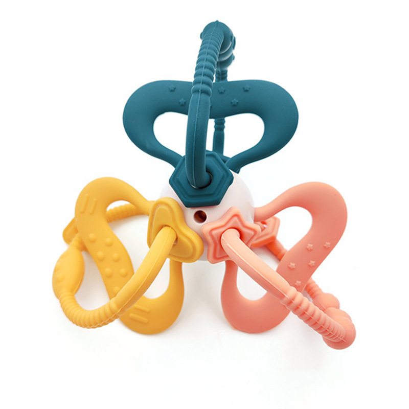 Manhattan hand ball toy baby teether molar stick silicone Manhattan ball boilable baby educational toy