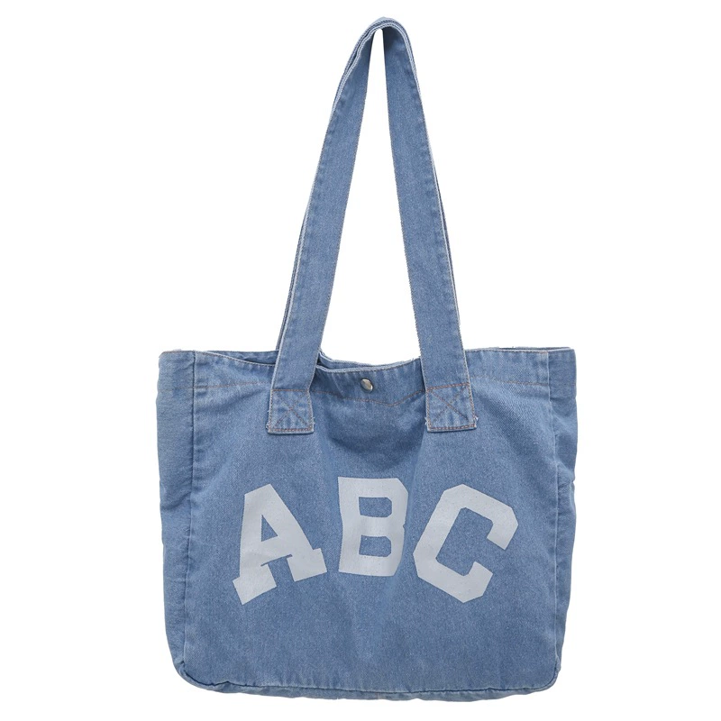 Japanese one-shoulder bag, denim cloth, brand capacious shopping bag