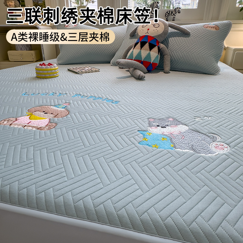 Cama de algodón grueso cubierta de protección de colchón Simmons una sola pieza nueva cubierta de cama a prueba de polvo cubierta de cama antideslizante integral