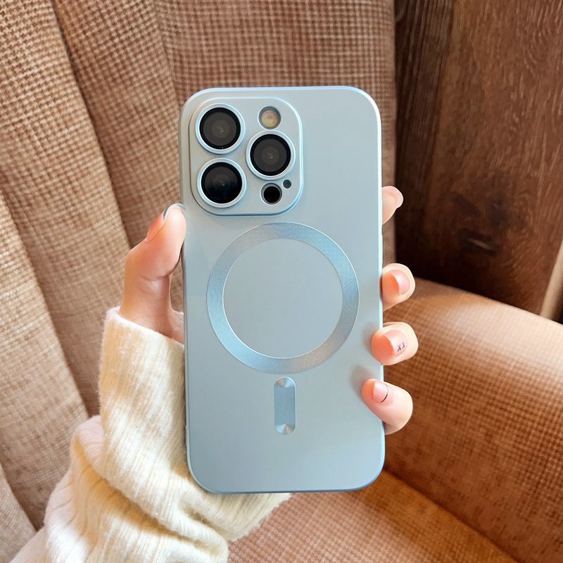 Magnetic Suction Case Suitable for Apple 16 Phone Case iPhone 17 Pro Max with Lens Film 15 Silicone 13 Case 14 Protective Cover