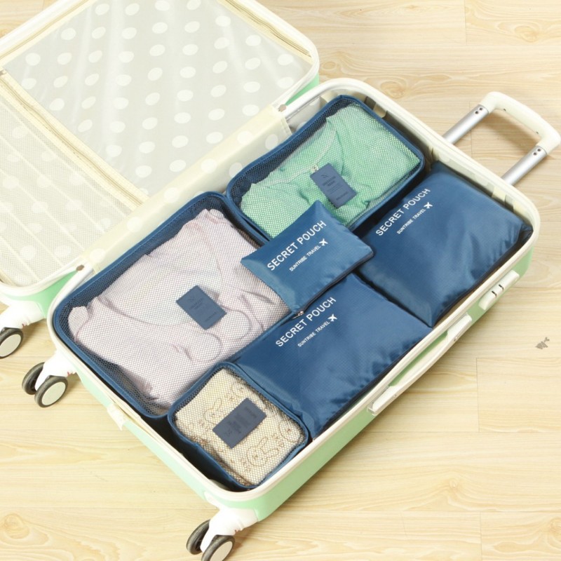 旅行用収納スーツケースオーガナイザーバッグ6点セット、大容量のパーティション可能な収納バッグ、防水オックスフォード布収納バッグ|undefined