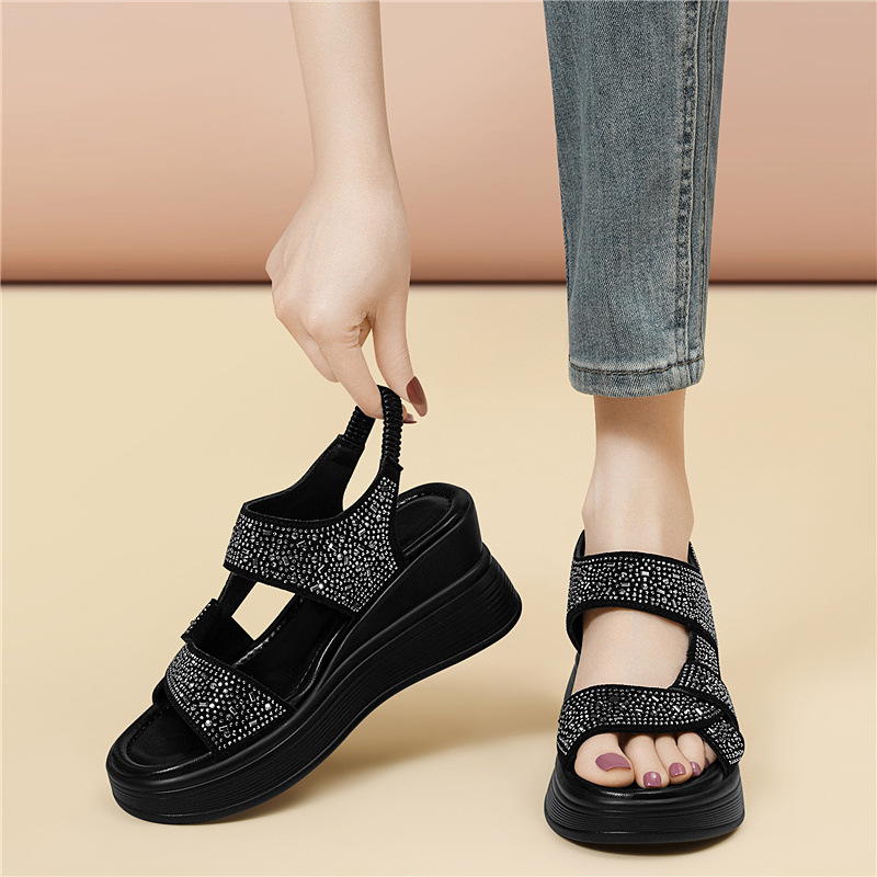 Sandal nữ đính đá đế dày mềm mại 2026 — 6144 Da đen, 6144 Màu be
