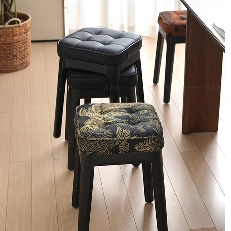 Taburetes de bolsillo suave taburetes de comedor caseros taburetes cuadrados taburetes de almacenamiento taburetes de baño taburetes de sofá de cuatro patas se pueden apilar taburetes modernos y simples
