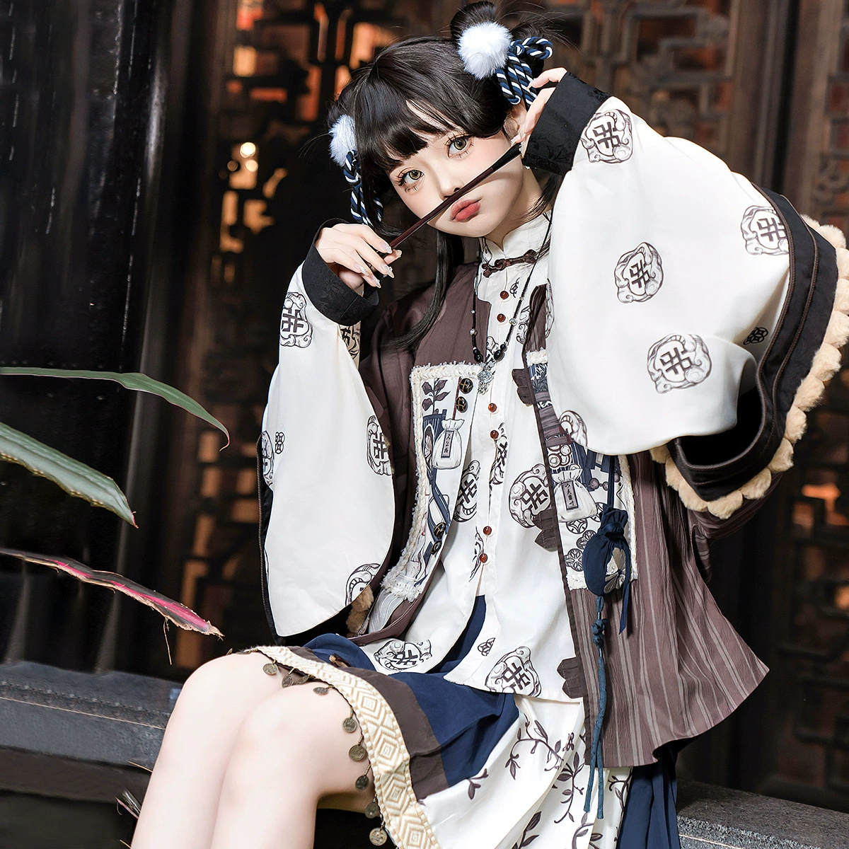 Медведь забавный соус Оригинальный шкаф Лолита женский топ Lolita рубашка полуюбка набор 9329