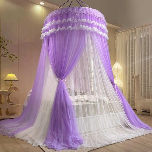 UG73 new princess style dome mosquito net for home installation-free double-layer three-door ceiling-mounted hanging floor-standing shading