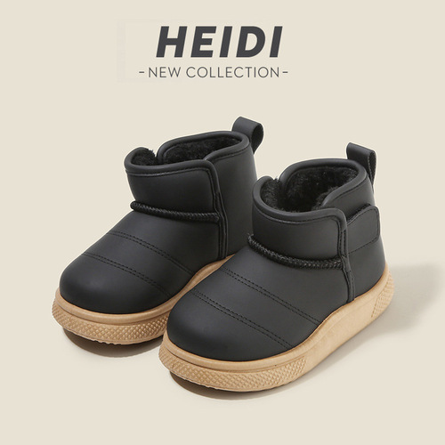 Children's Snow Boots 2025 Winter New Boys' Short Boots with Fleece and Thick Padding Girls' Cotton Boots Warm Baby Cotton Shoes