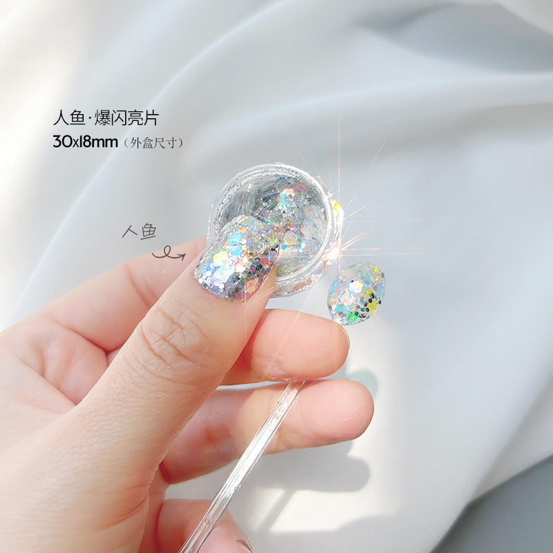 Internet celebridad nuevo clavo ultra-delgada flor de cerezo verde mariposa láser lentejuelas brillo gradiente mezclado joyería de uñas