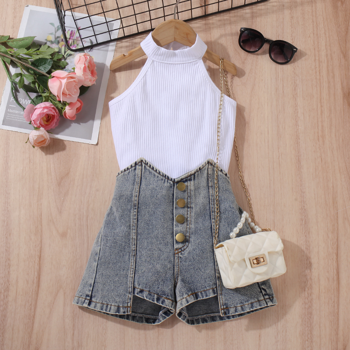 2 Pieces Set Quantity Casual Simple Style Solid Color Cotton Girls Clothing Sets
