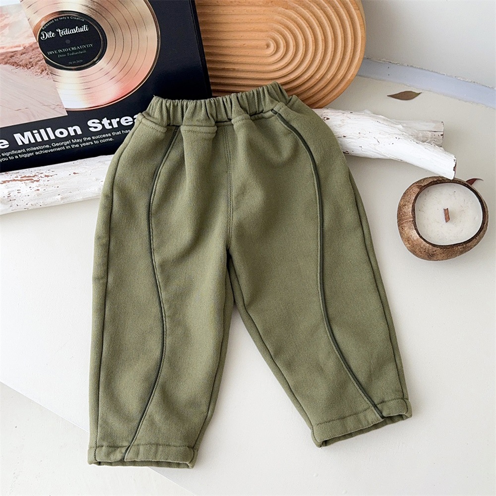 Ropa para niños coreanos estilo otoño e invierno abrigo acolchado a rayas para bebés más pantalones casuales de terciopelo traje de bebé de 1-3 años