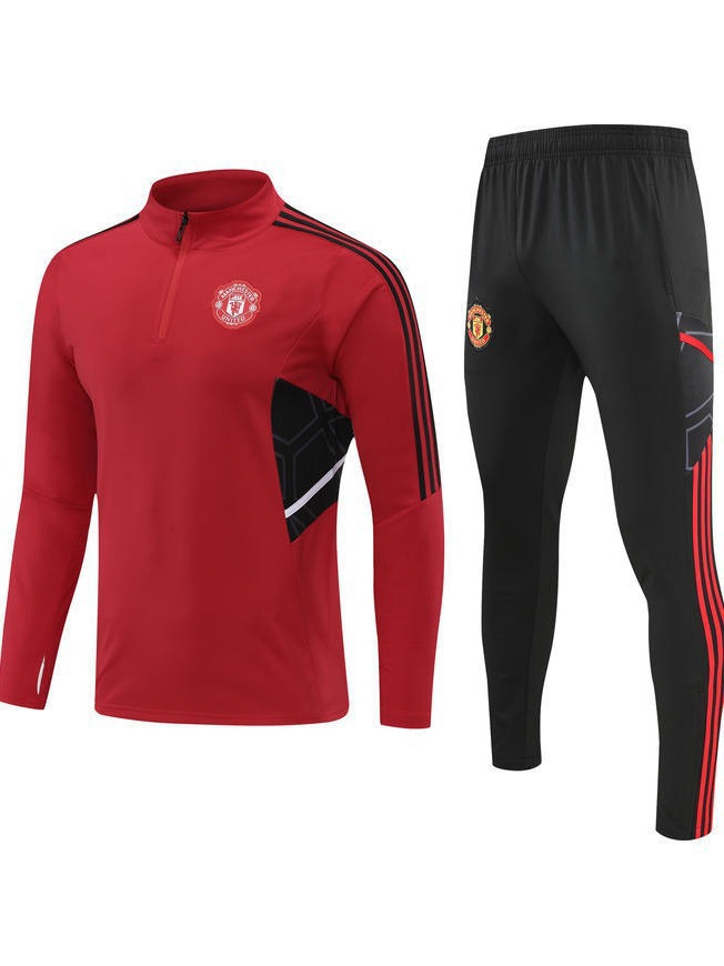 New Autumn and Winter Football Training Suit Men's Autumn and Winter Team Uniform Jersey Long-Sleeved Appearance Pullover Half-Zip Football Uniform