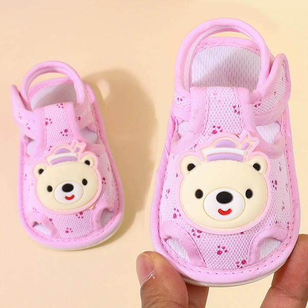 Sandals printed leather label crown bear pink tendon sole