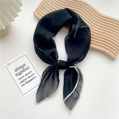 70 solid color thin small square scarf women's spring, autumn and winter style scarf, fashionable gauze scarf with shirt and headband