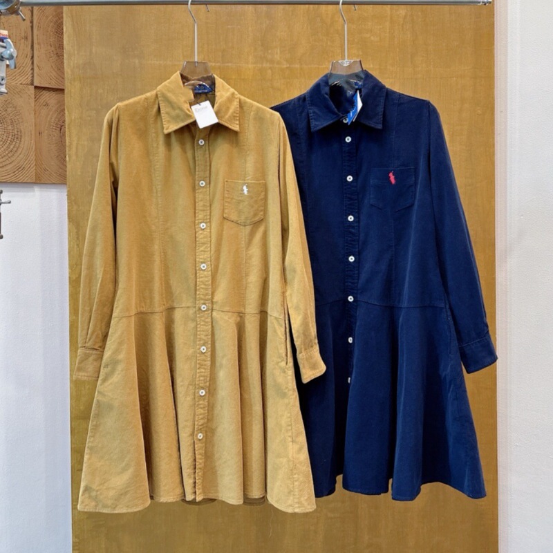 2026 Spring New Cross-Border Embroidered Pony Dress Rl Corduroy Slim Fit Mid-Length Shirt A-Line Skirt
