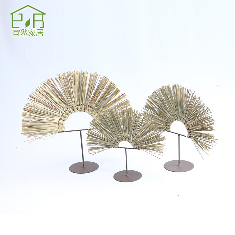 Customizado transfronterizo ins ventilador decoración hecha a mano escritorio de sala de estar Laffei tela de paja decoración artesanía ornamentos