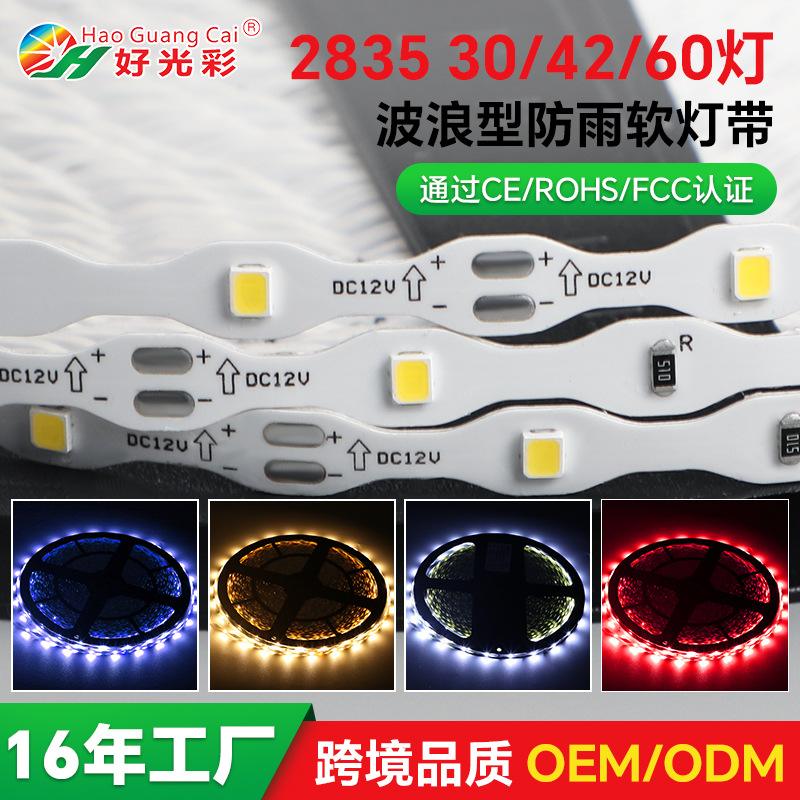 2835蛇形灯条S型灯带12V30灯防水高亮户外广告发光字可折弯软灯带