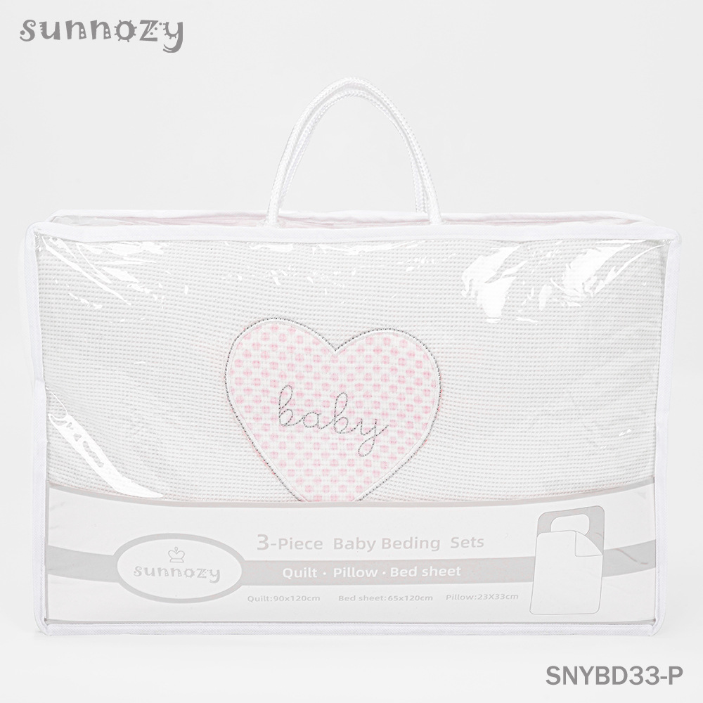 Nuevo bebé colcha de cama de tres piezas, almohada de sábanas de algodón suave recién nacido, set de ropa de cama bebé