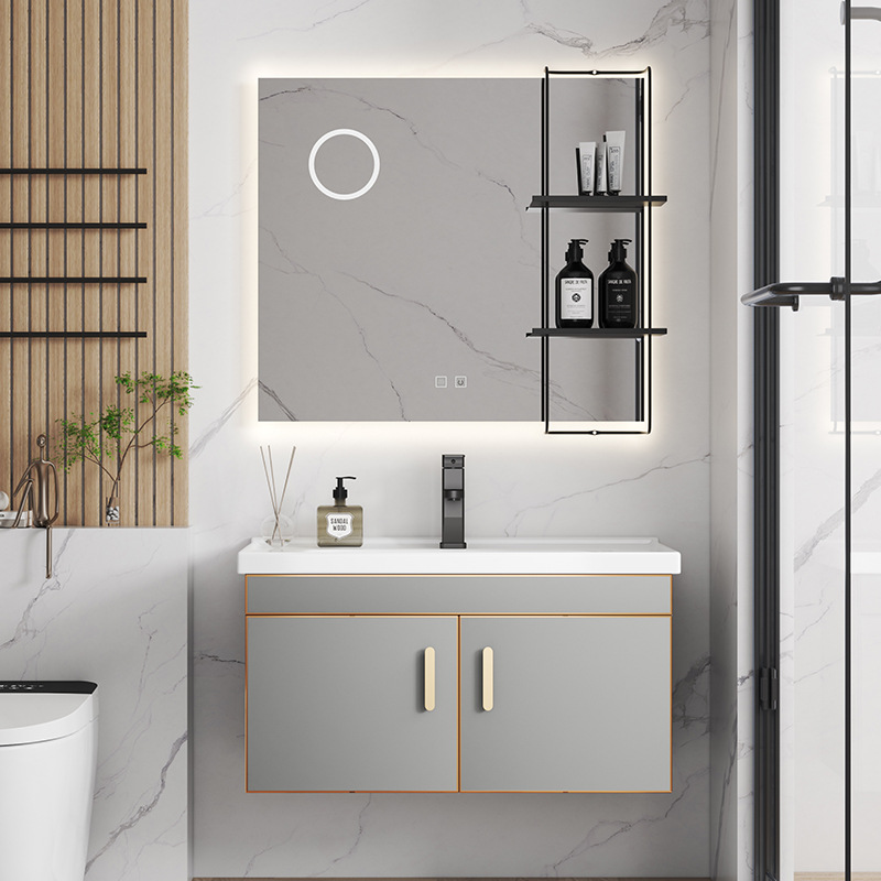 304 de acero inoxidable simple baño moderno gabinete combinación baño balcón lavabo de cerámica lavabo mesa de lavado