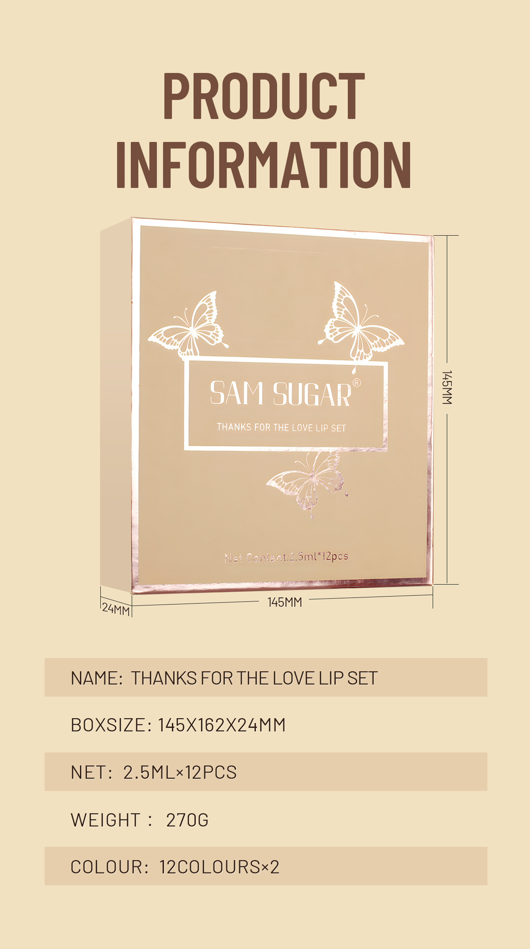SAM Sugar 12-color Book Lip Gloss set Matte velvet non-stick cup lip gloss lipstick undefined