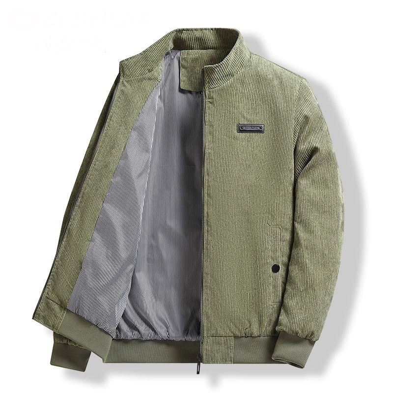 Men's demi-season keep warm corduroy thin jacket for leisure, plus size