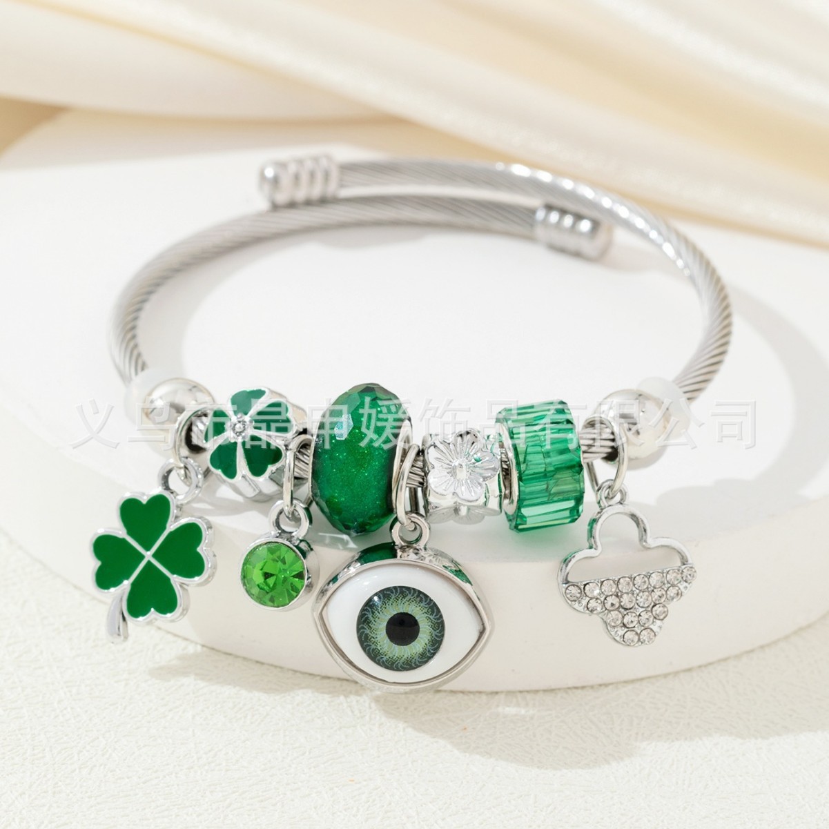 Brazalete Pan Jia, brazalete de explosión transfronteriza, diamante de diamante, ojo del demonio, mano de Dios, joyas de moda de amor de cuatro hojas