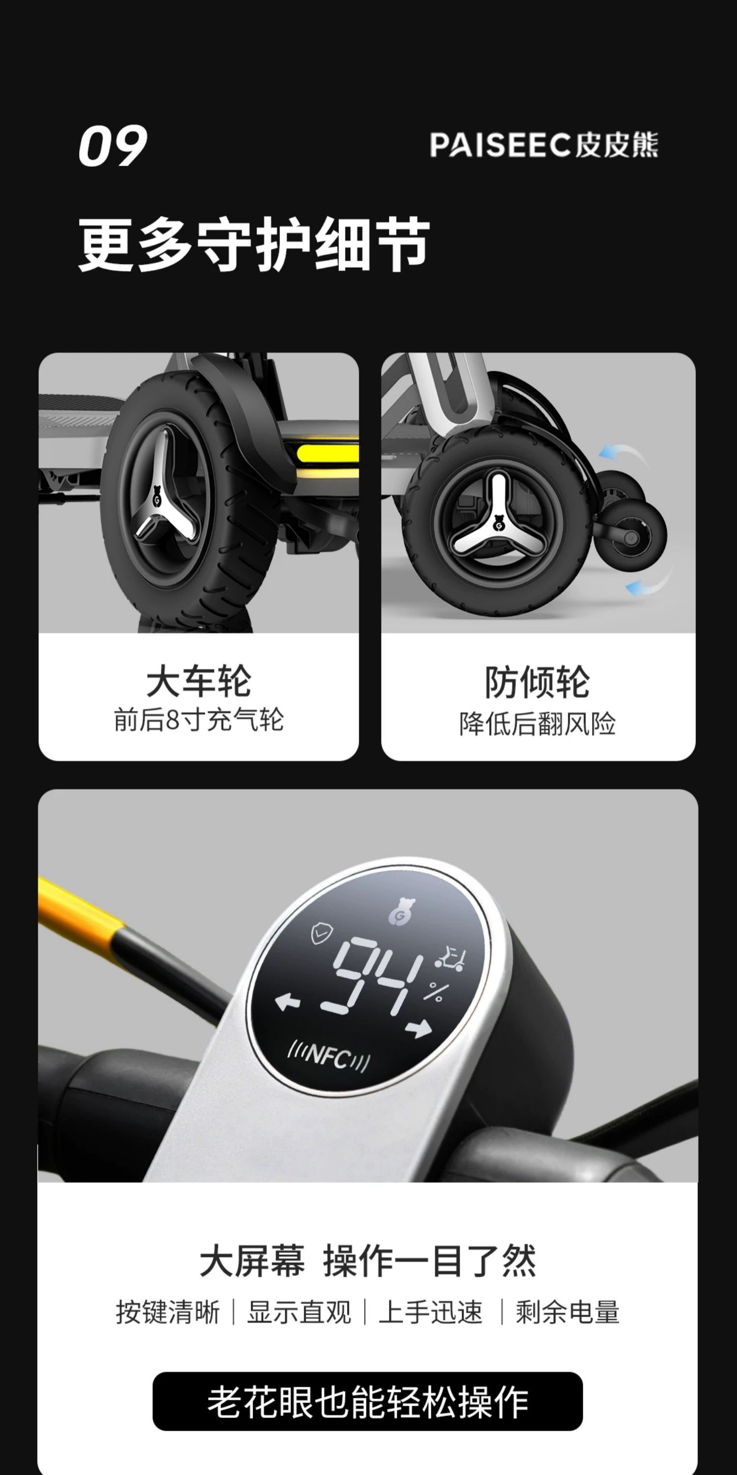 Pipi Bear L5 Lightweight Elderly Mobility Scooter, Foldable Portable Four-Wheel Electric Vehicle, Intelligent Anti-Collision Safety Scooter