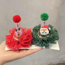 圣诞节配饰会发光的帽子cos儿童发夹女超萌头饰发卡成人发饰饰品